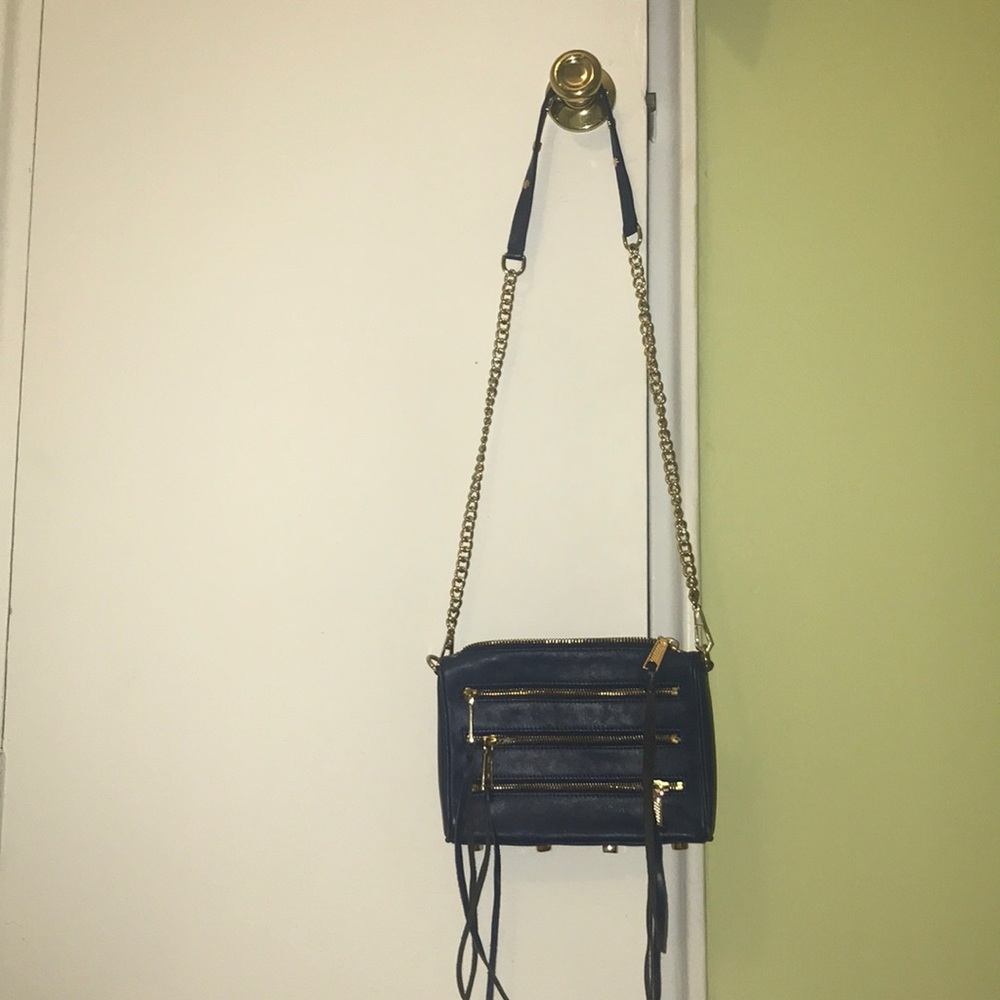 Navy Rebecca Minkoff 5 Zip Crossbody Purse
